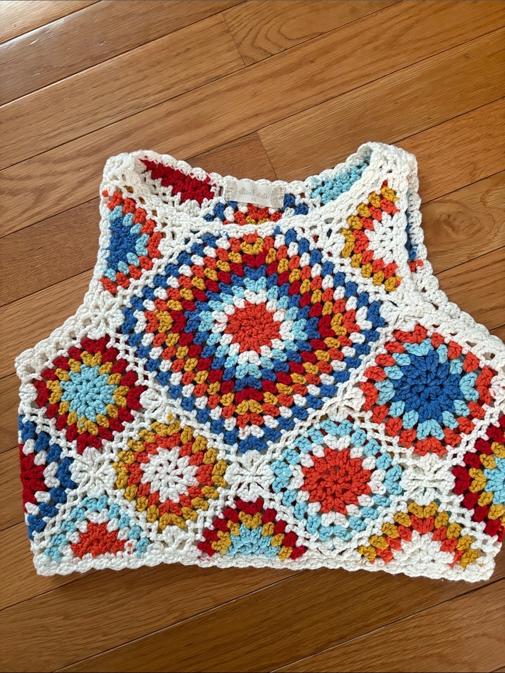Altar'd State Multicolor Crochet Crop Top - White Trim - Picture 3 of 7